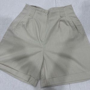 Vintage Rafaella Pleated Academia High-Rise Capri Casual Shorts beige size 14